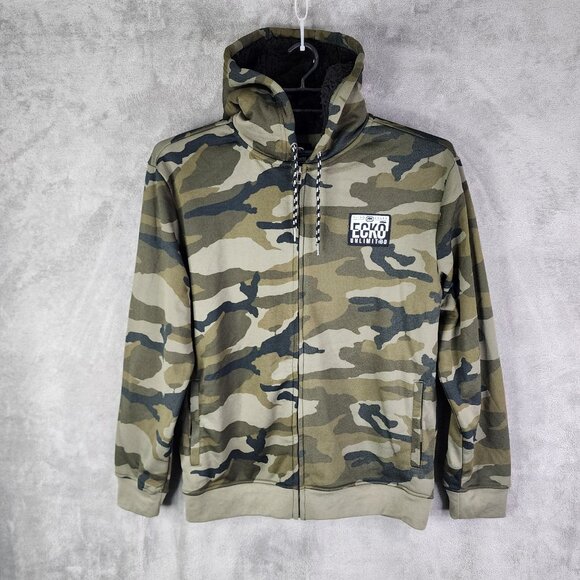 Mens Ecko Unltd Green Camouflage Fleece Hoodie Jacket Full Zip Long Sleeve L - Picture 2 of 13